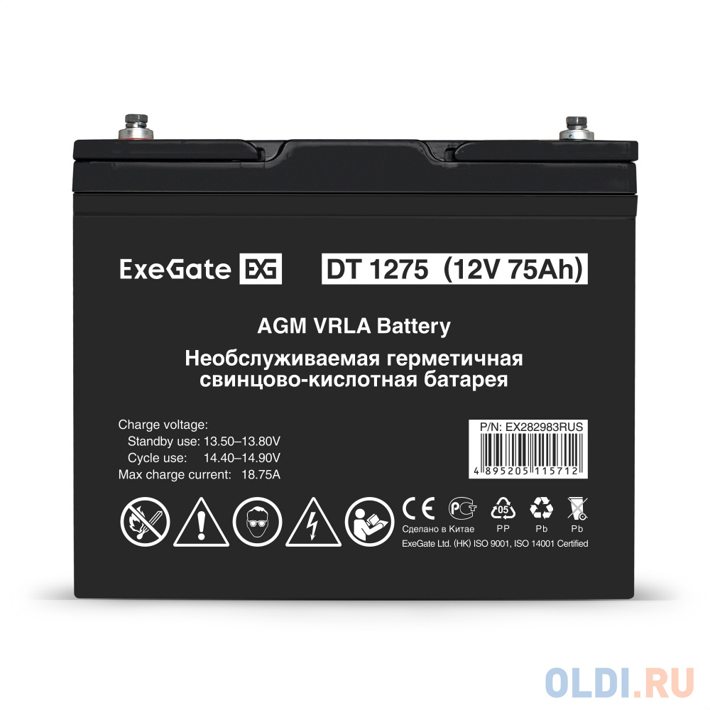 Exegate EX282983RUS Аккумуляторная батарея DT 1275 (12V 75Ah, под болт М6) в Москвe