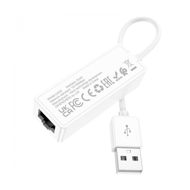 Аксессуар Hoco UA22 OTG USB - Ethernet RJ45 White 6931474784117