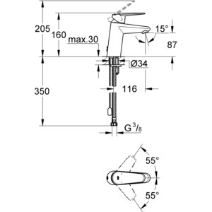 Смеситель для раковины Grohe Eurodisc Cosmopolitan с цепочкой (3317820E) в Москвe