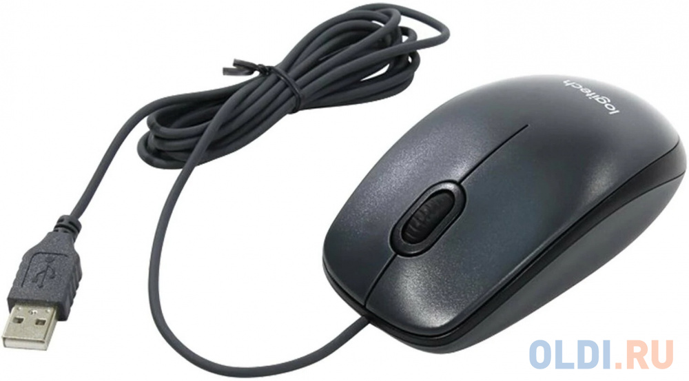 Мышь проводная Logitech M100 темно-серый USB