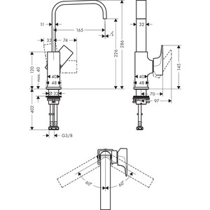 Смеситель для раковины Hansgrohe Metropol с донным клапаном Push-Open, золото (32511990)