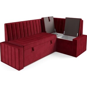 Кухонный угловой диван Mebel Ars Вермут (Бархат красный STAR VELVET 3 DARK RED) 191х83х121 см (M11-24-1)