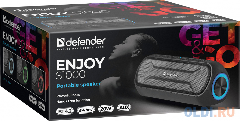 Колонки DEFENDER ENJOY S1000 black (20Вт, bluetooth) в Москвe