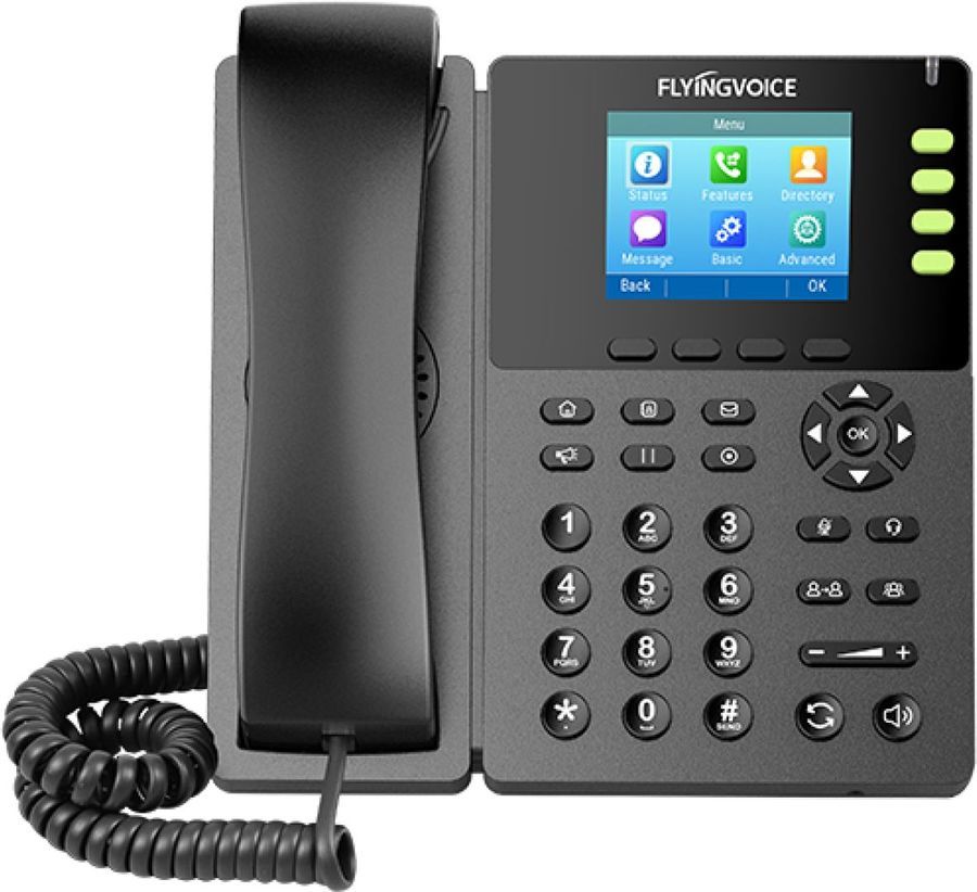 VoIP-телефон FLYINGVOICE FIP-14G, 8 линий, 8 SIP-аккаунтов, цветной дисплей, PoE, черный (FIP-14G)