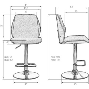 Стул барный Dobrin PETER LMZ-6762 серая ткань AAA 001 в Москвe