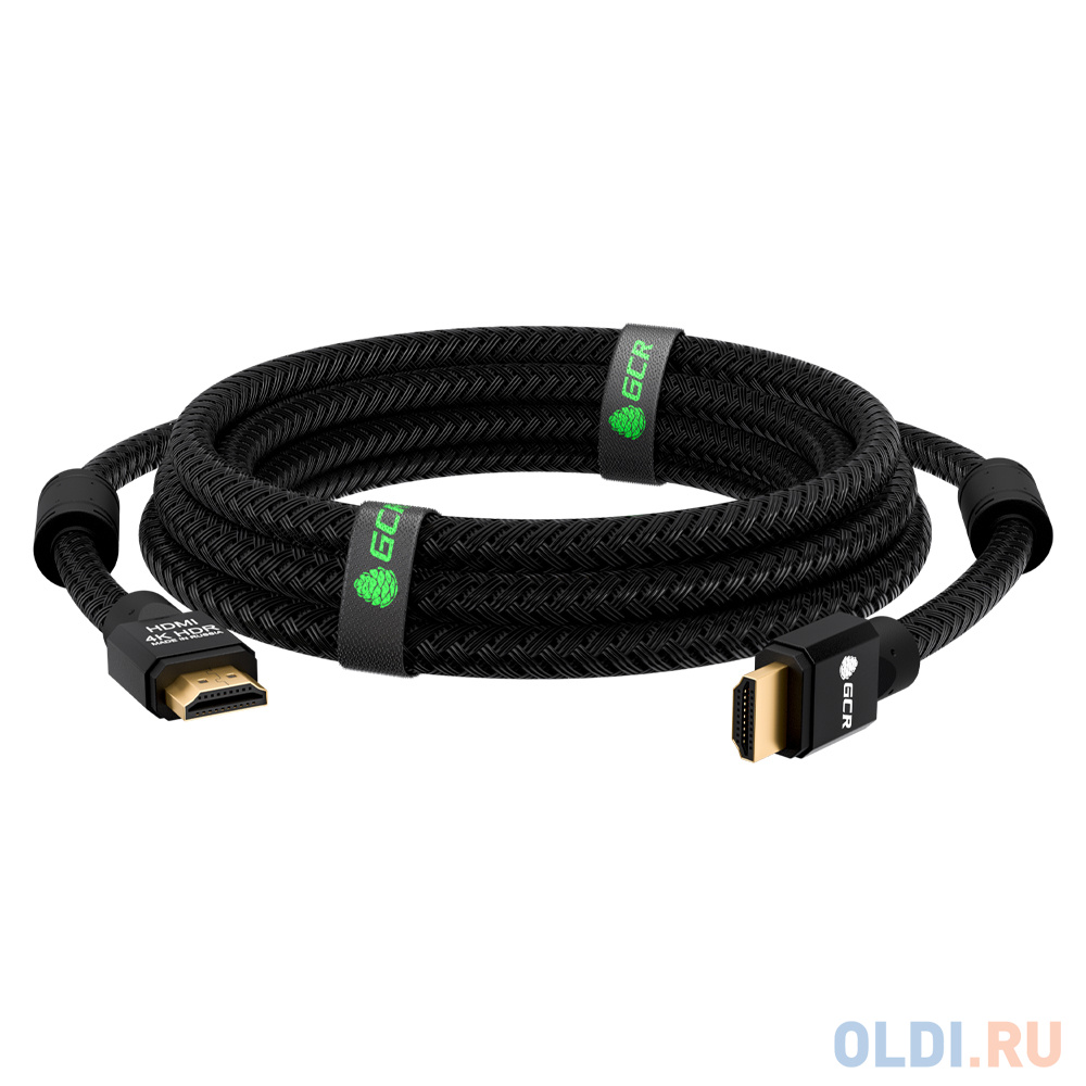 GCR Кабель 10.0m HDMI версия 2.0, HDR 4:2:0, Ultra HD, 4K 60 fps 60Hz/5K*30Hz, 3D, AUDIO, 18.0 Гбит/с, 28/28 AWG, OD7.8mm, тройной экран, черный нейло