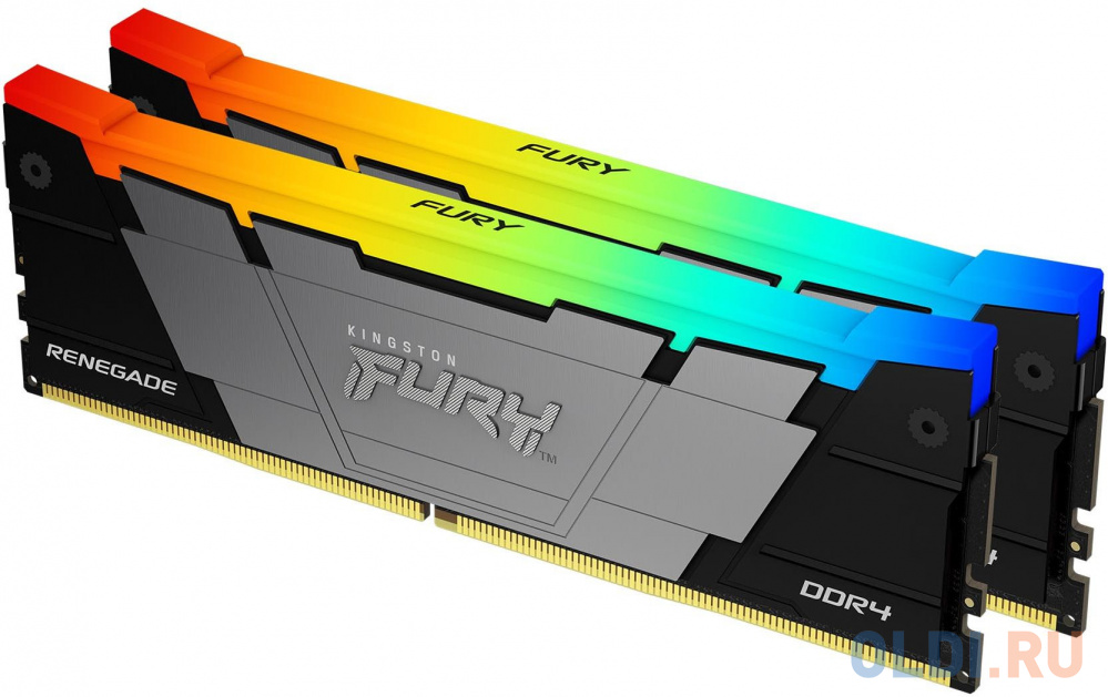 Модуль памяти DDR 4 DIMM 32Gb PC25600, 3200Mhz, Kingston FURY Beast Black RGB (Kit of 2), CL16 (KF432C16RB12AK2/32) (retail)