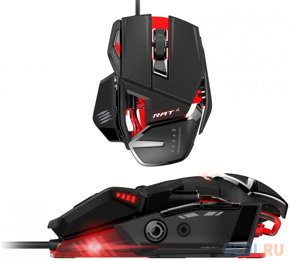 Игровая мышь Mad Catz  R.A.T. 4+ чёрная (PMW3330, USB, 9 кнопок, 7200 dpi, красная подсветка) в Москвe