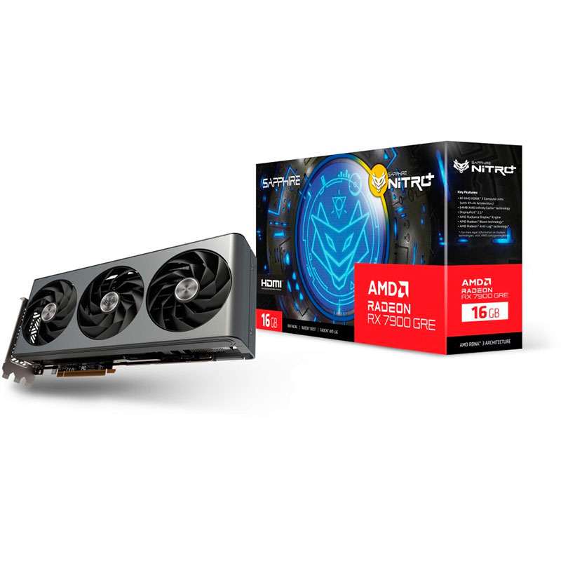 Видеокарта Sapphire Nitro+ AMD Radeon RX 7900 GRE Gaming OC 2052MHz PCI-E 4.0 16384Mb 18000MHz 256-bit DP HDMI 11325-02-20G