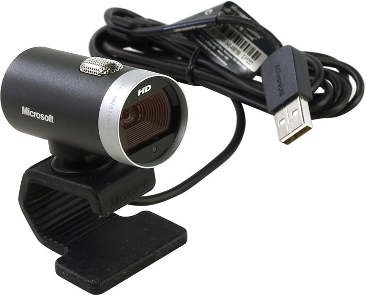 Вебкамера Microsoft LifeCam Cinema HD, 0.7 MP, 1280x720, встроенный микрофон, USB 2.0, черный/серебристый (H5D-00015)