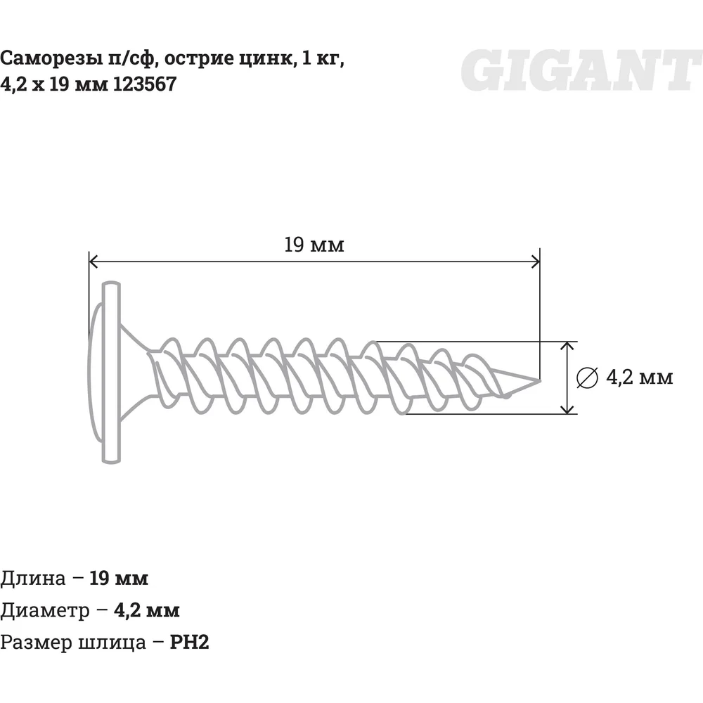 Оцинкованные саморезы Gigant