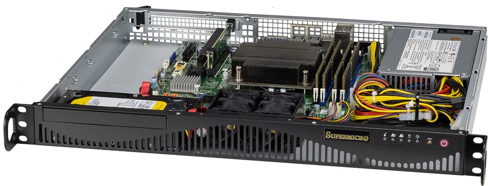 Серверная платформа SuperMicro 510T-ML, 1xSocket1200, 4xDDR4, 1xM.2-PCI-E, 2x1 Гбит/c, IPMI, 1x350Вт, 1U (SYS-510T-ML)