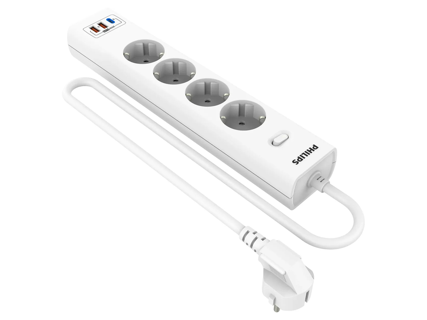 Сетевой фильтр Philips, 4 розетки, 3м, 2xUSB, 1xUSB Type-C, Белый, CHP8246WB/51 в Москвe