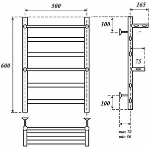 Полотенцесушитель электрический Point Артемида П4 500x600 c полкой, хром (PN14156PE)