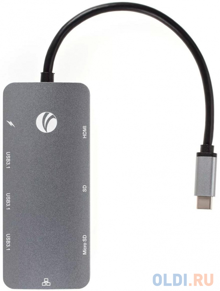 Кабель-адаптер USB3.1 Type-CM-->HDMI 4K*60Hz +3USB3.1(10Гбс)+RJ45+TF+SD+PD VCOM <CU4641>