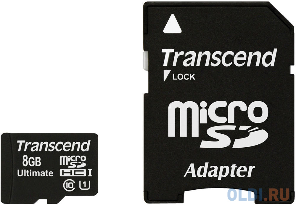 Карта памяти MicroSDHC 8GB Transcend Class10 UHS-I 600x (TS8GUSDHC10U1)