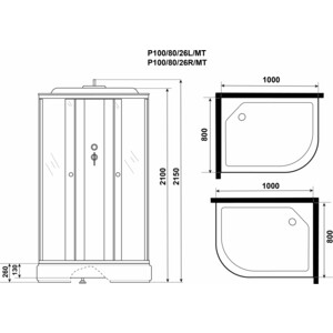 Душевая кабина Niagara Promo P100/80/26L/MT 100х80х215 левая