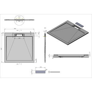 Душевой поддон Vincea VST-4SRL 90х90 с сифоном, антрацит (VST-4SRL9090A, VSPH-D611) в Москвe