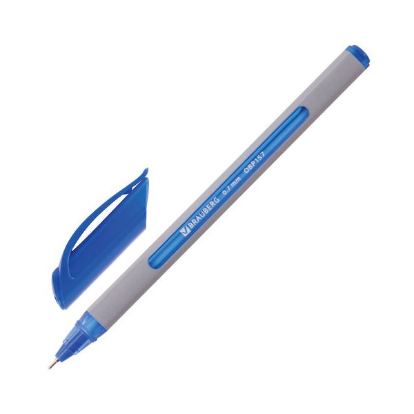 Ручка шариковая масляная BRAUBERG Extra Glide Soft Grey, СИНЯЯ, узел 0,7 мм, линия письма 0,35 мм, OBP157, (24 шт.)