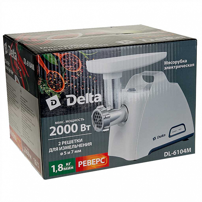 Мясорубка Delta DL-6104M White-Grey