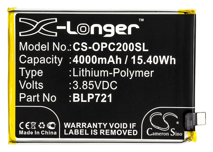 Аккумулятор CameronSino CS-OPC200SL/BLP721 для OPPO R1941, Realme C2, Realme C2s, Li-Pol, 4000mAh, 3,85V