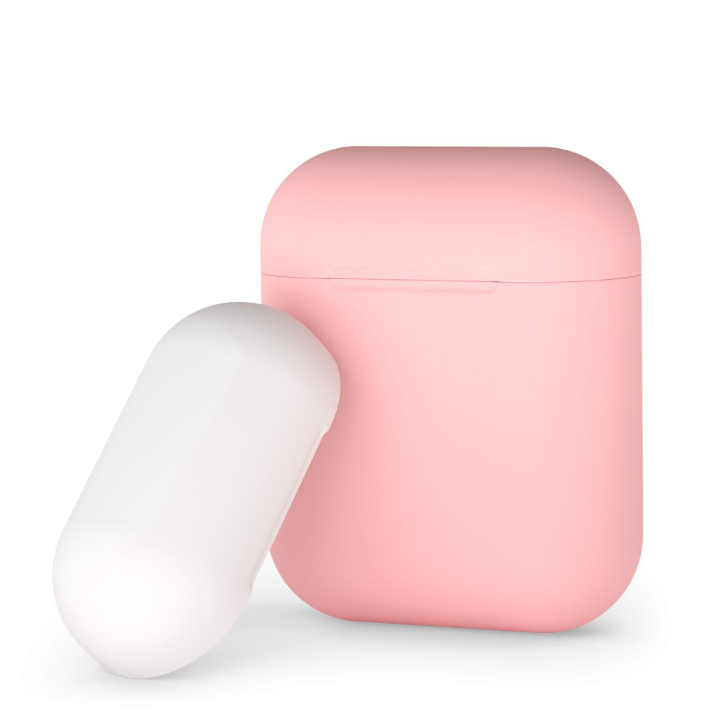 Чехол силиконовый Deppa для AirPods pink-white