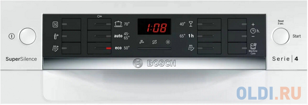 Serie 4, Отдельностоящая посудомоечная машина 60см;цвет:белый; Класс A-A-A; уровень шума 46 дБ; 6 прогр.: Быстрая 65°, Эко 50°, Авто 45-65°, Хрупкое с