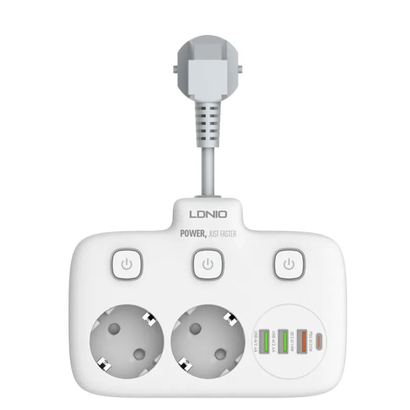 Сетевой разветвитель Ldnio SE2435 2 Sockets 4xUSB 2500W White LD_D0417 в Москвe