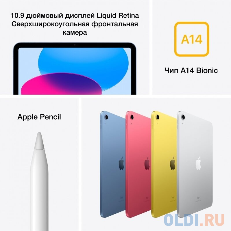 Планшет Apple iPad 2022 10,9" Wi-Fi 256Gb Silver A2696 MPQ83ZP/A A2696 194253389743 в Москвe