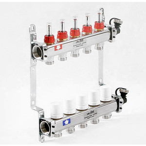 Коллекторная группа Uni-Fitt 1''х3/4'' 5 выходов с расходомерами и термостатическими вентилями (450I4305)