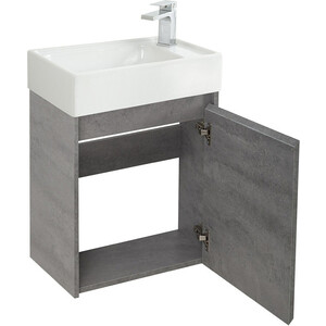 Тумба с раковиной BelBagno Kraft Mini 50х25 левая, Cemento Grigio (KRAFT MINI-500/260-1A-SO-CG-L, 7045-KL)