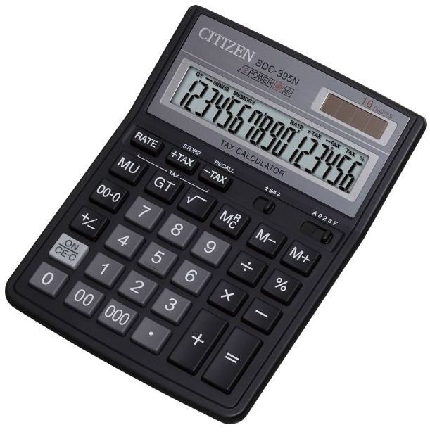 Калькулятор бухгалтерский Citizen SDC-395 N, 16-разрядный, кол-во функций:4, однострочный экран, черный
