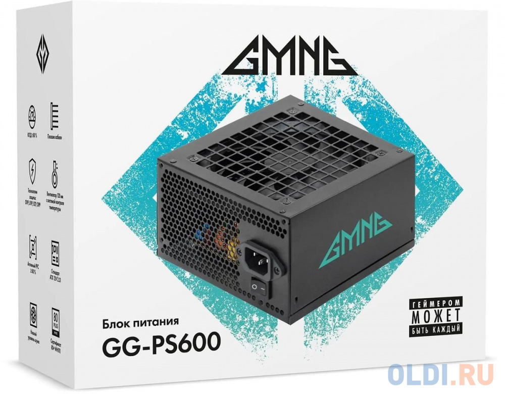 Блок питания GMNG ATX 600W GG-PS600 80+ (20+4pin) APFC 120mm fan 6xSATA RTL в Москвe