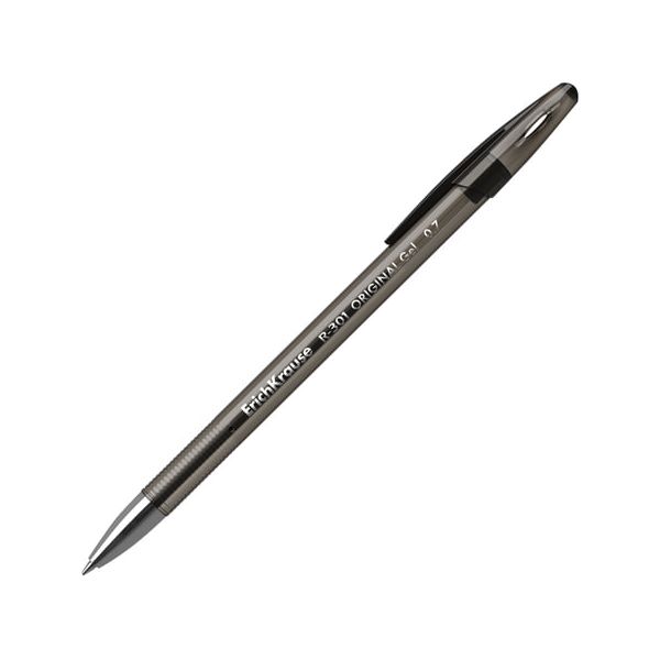 Ручка гелевая ERICH KRAUSE R-301 Original Gel, ЧЕРНАЯ, корпус прозрачный, узел 0,5 мм, линия письма 0,4 мм, 42721, (36 шт.)