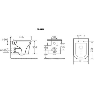 Комплект унитаза Grossman Style с инсталляцией Grohe, сиденье микролифт (GR-4474S, 38772001)