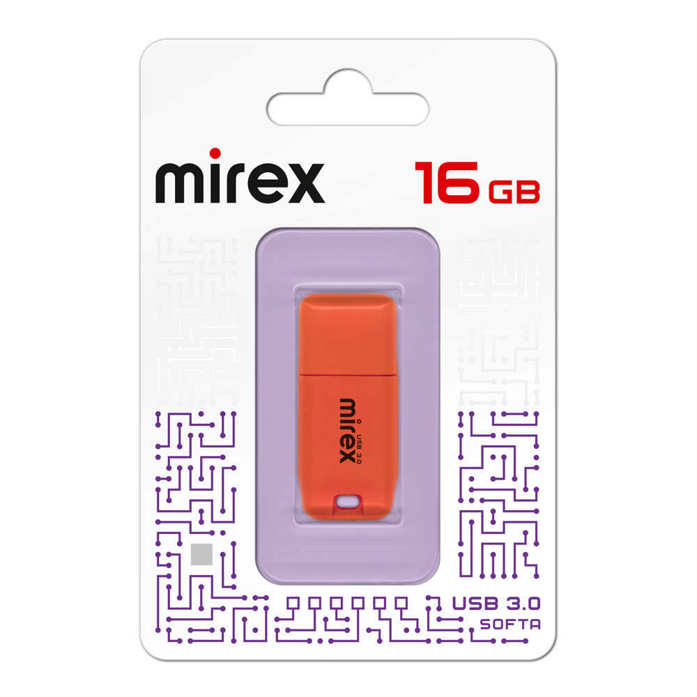Флешка 16Gb USB 3.0 Mirex Softa 13600-FM3SOR16, оранжевый (13600-FM3SOR16)