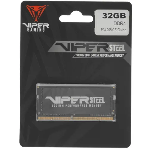 Память DDR4 SODIMM 32Gb, 3200MHz, CL22, 1.35 В, Patriot Memory, Viper Steel (PVS432G320C8S)