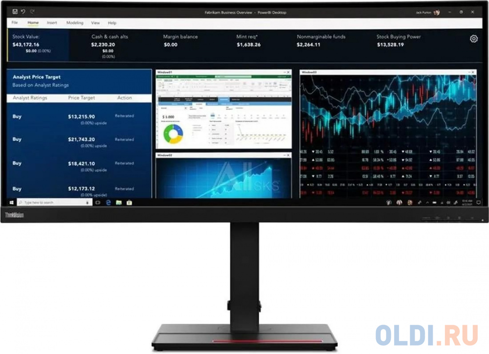 Монитор Lenovo 34" ThinkVision P34w-20 черный IPS LED 6ms 21:9 HDMI M/M HAS Piv 300cd 178гр/178гр 3440x1440 60Hz DP WQ HD 2K (1440p) USB 10.8кг