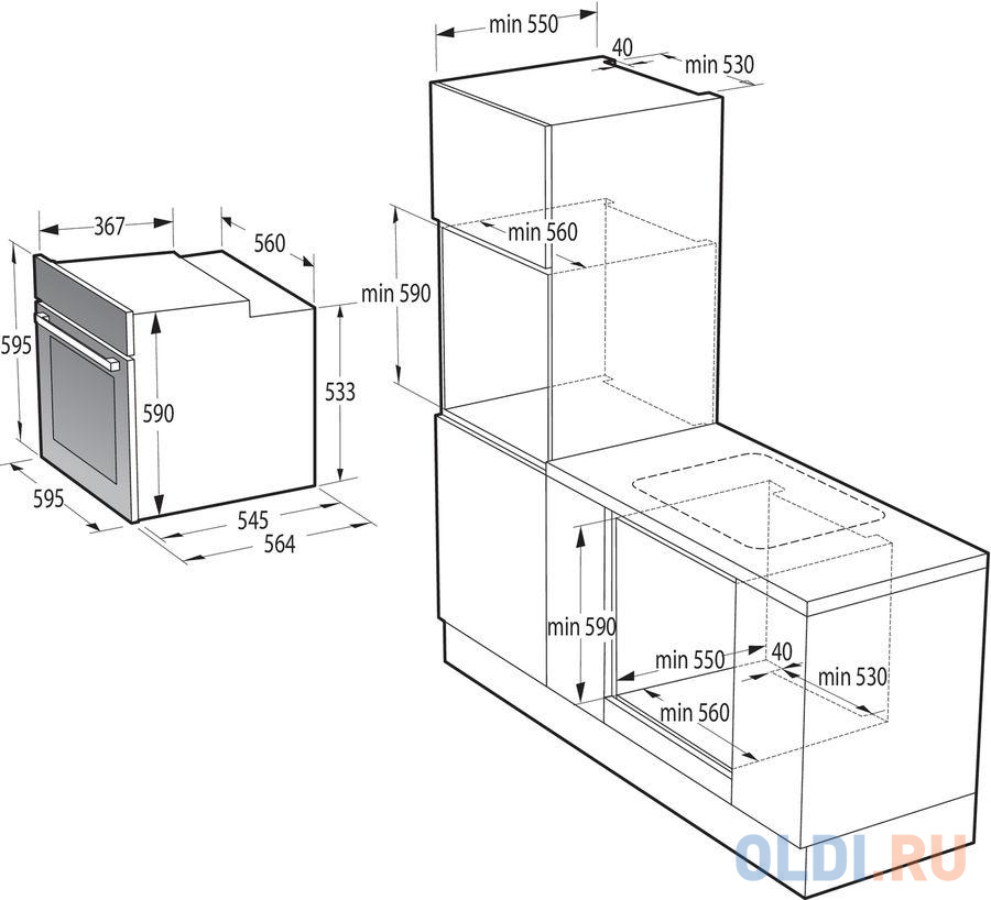 Электрический шкаф Gorenje BO6735E05B черный