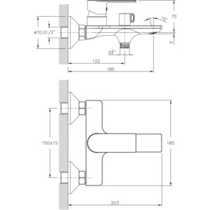 Смеситель для ванны Haiba хром (HB60505)