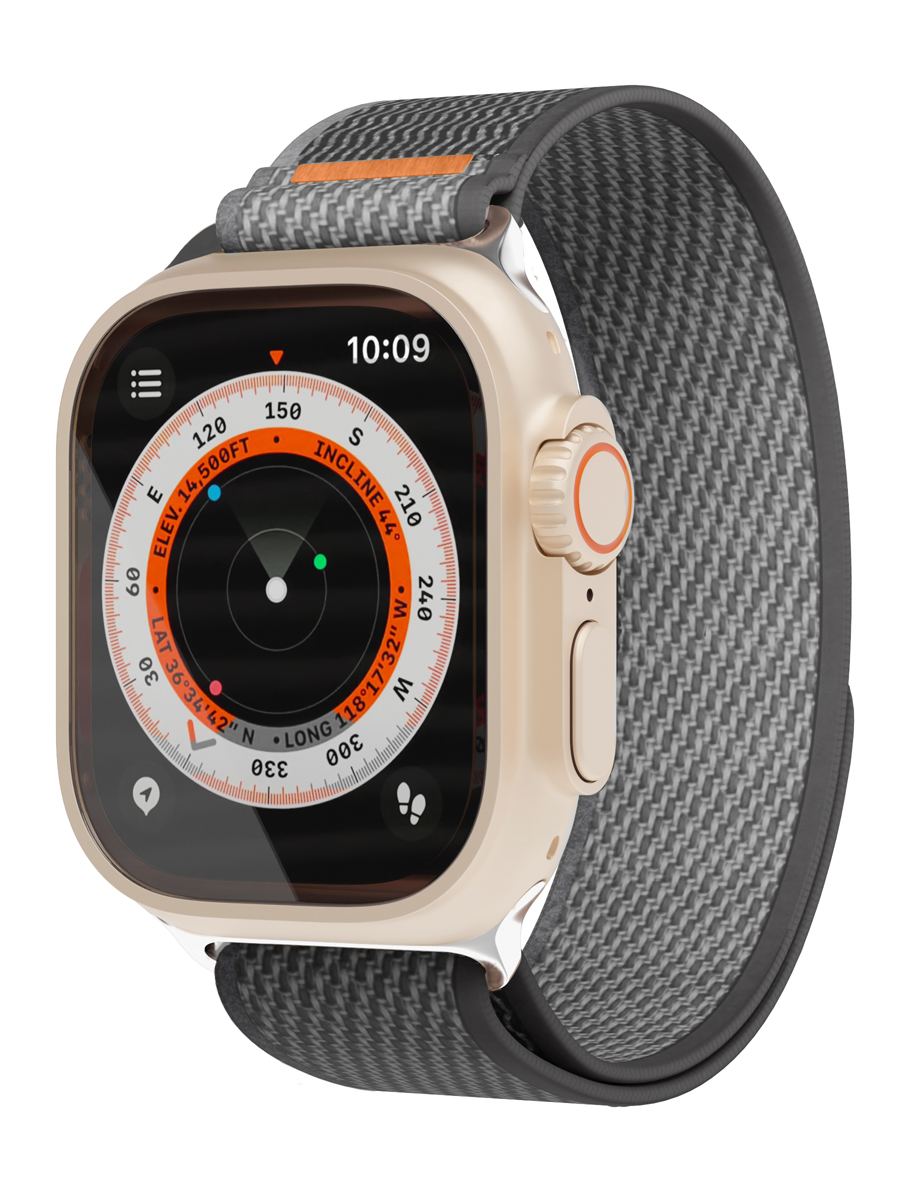 Ремешок нейлоновый Trail Band VLP для Apple Watch 42/44/45/49mm, черный-серый в Москвe