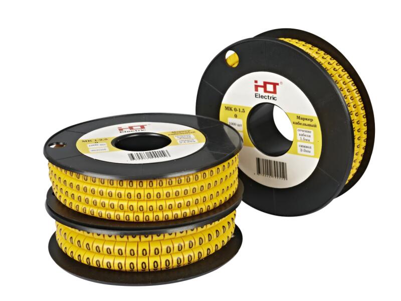 Маркер для кабеля HLT, 1000шт., для кабеля сечением 1-2,5мм символ "6", желтый (084-08-21)