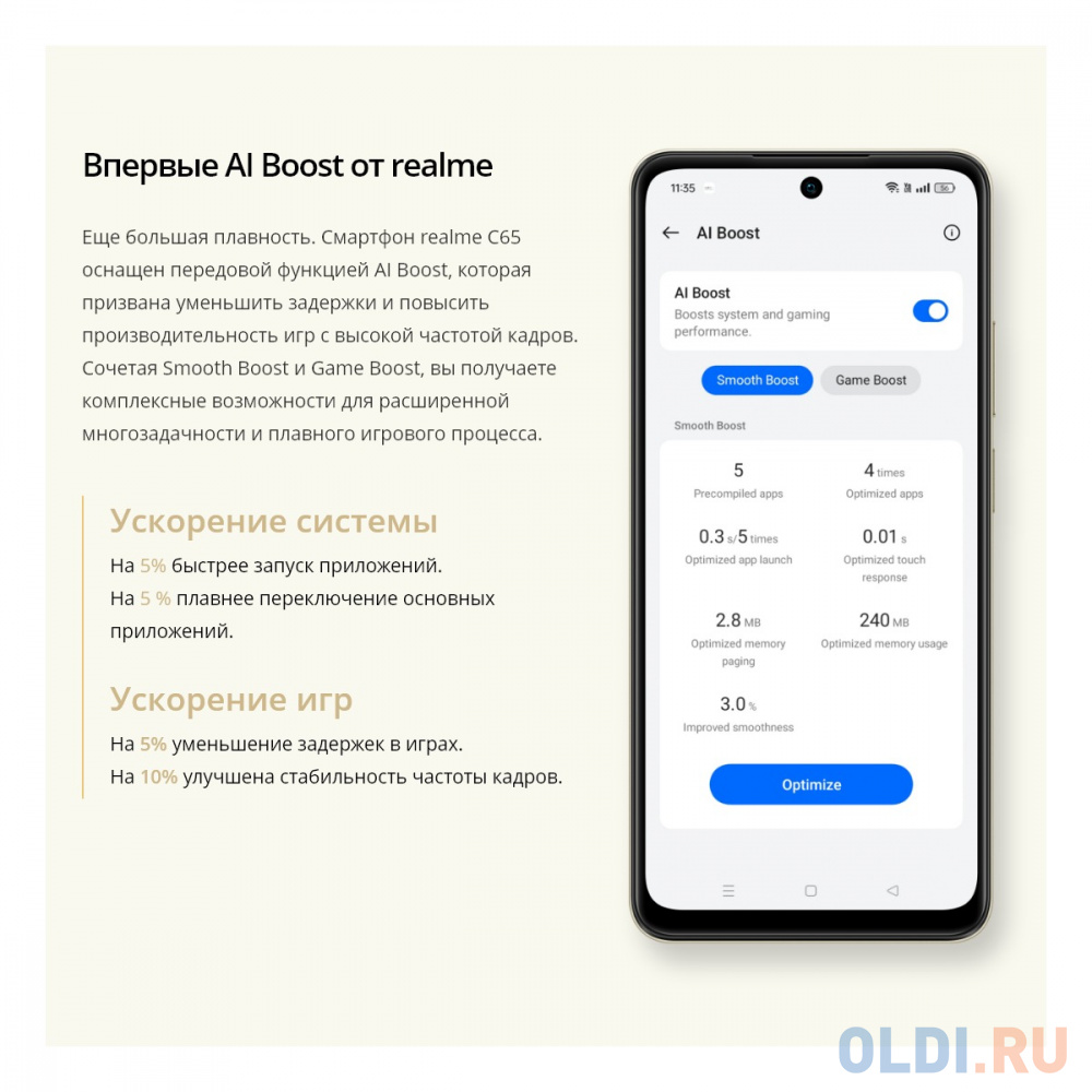 Realme C65 8/256GB RU Gold в Москвe