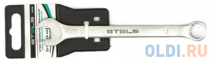 Ключ комбинированный, 12 мм, CrV, матовый хром// Stels