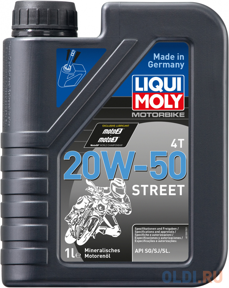 Минеральное моторное масло LiquiMoly Motorbike 4T Street 20W50 1 л 7632