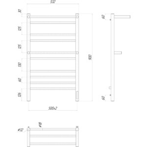 Полотенцесушитель электрический Lemark Pramen П10 500x900 с полкой, хром (LM33910Z) в Москвe