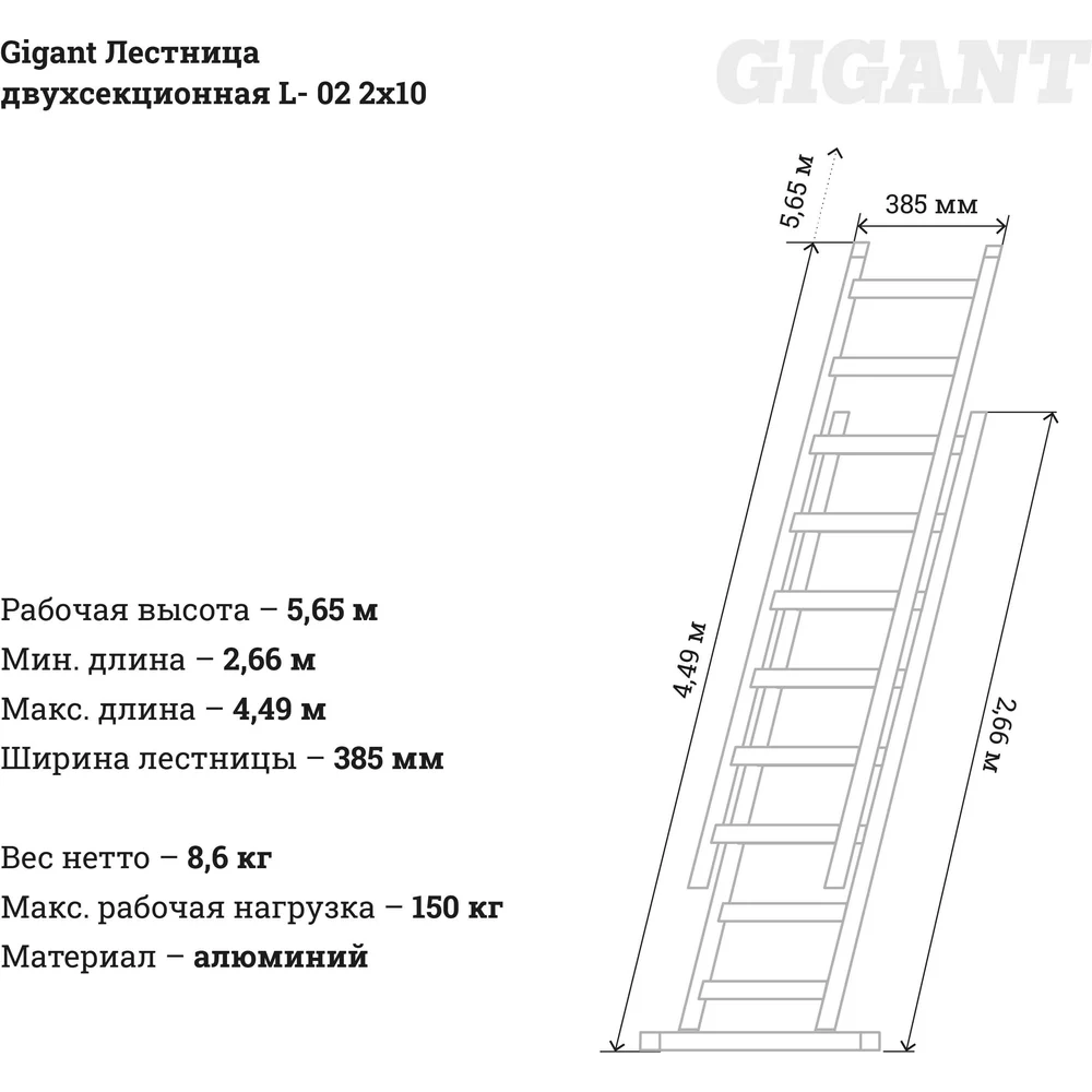 Двухсекционная лестница Gigant в Москвe