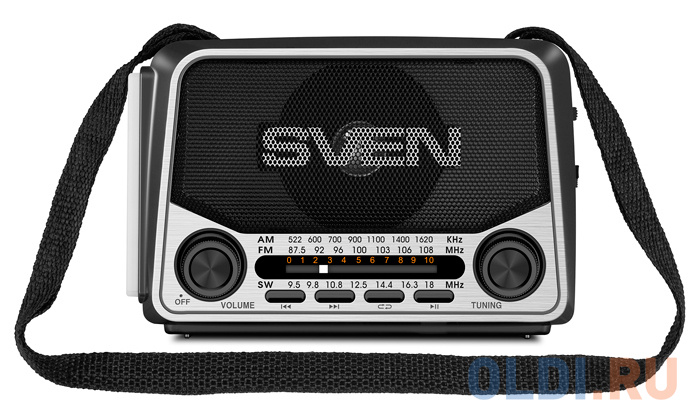 АС SVEN SRP-525, серый (3 Вт, FM/AM/SW, USB, microSD, фонарь, встроенный аккумулятор)