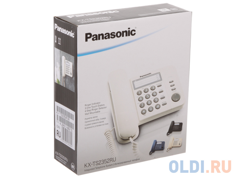 Телефон Panasonic KX-TS2352RUB Flash, Recall, Pause, Память 3, Wall mt.