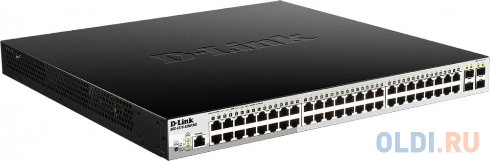 D-Link DGS-1210-52MP/ME/B2A PROJ Управляемый коммутатор 2 уровня с 48 портами 10/100/1000Base-T с поддержкой PoE и 4 портами 1000Base-X SFP